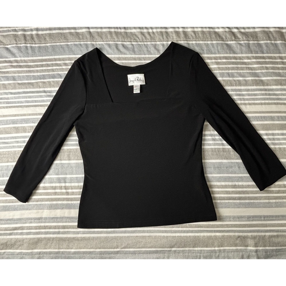 Joseph Ribkoff Black Stretchy 3/4 Sleeve Top Shirt Blouse Size US 6